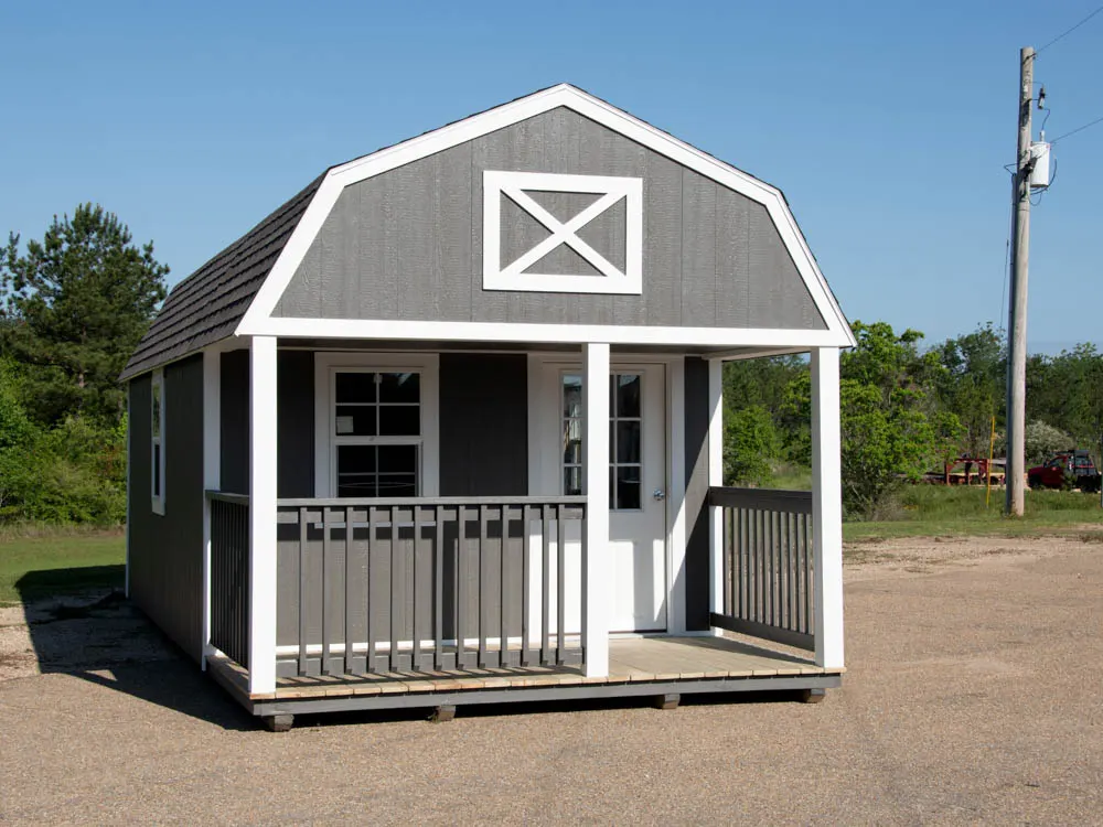 Wood portable building delivered and set on site